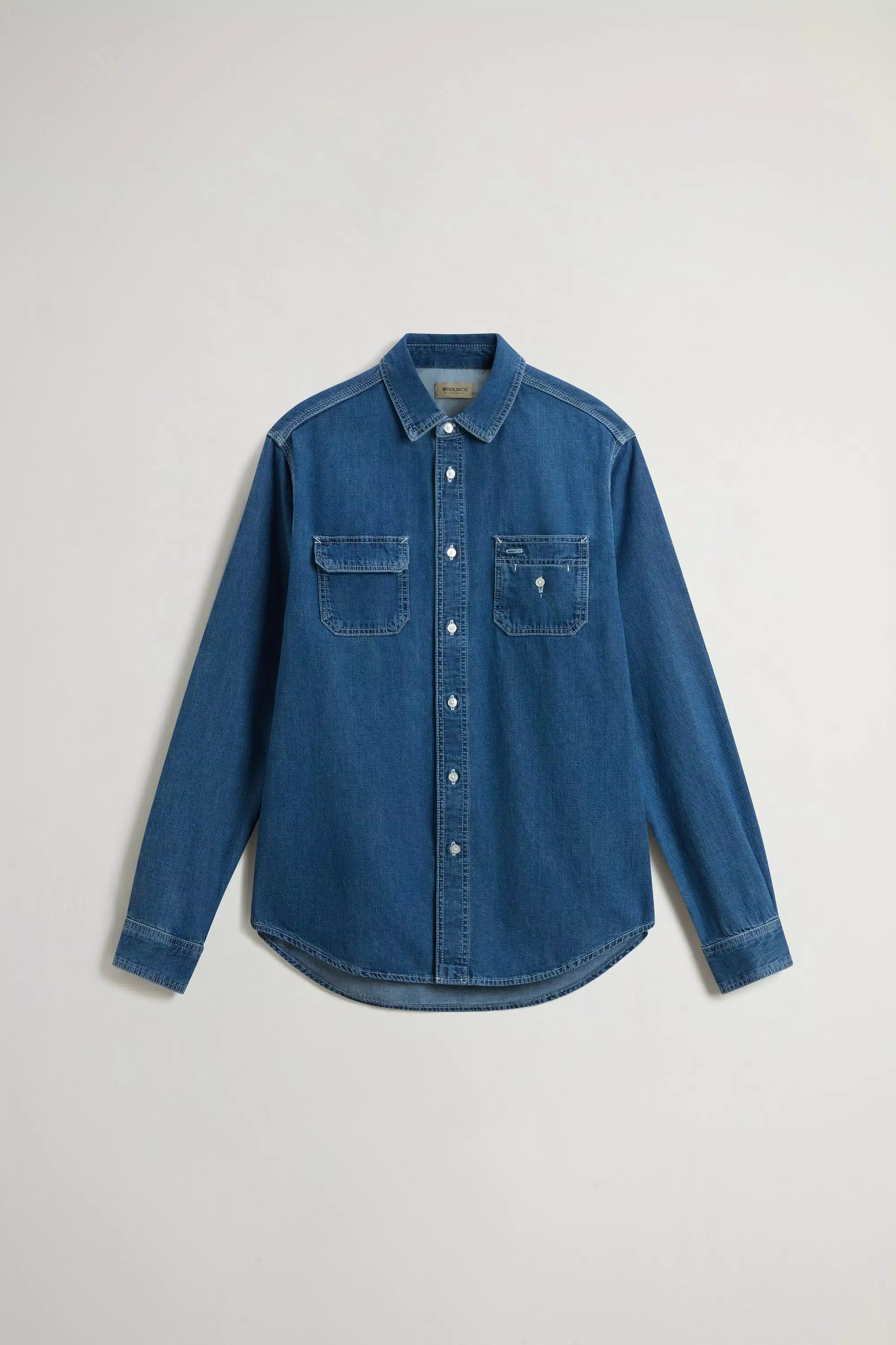 Hemd aus leichtem reiner Baumwoll-Denim - Mittelindigo