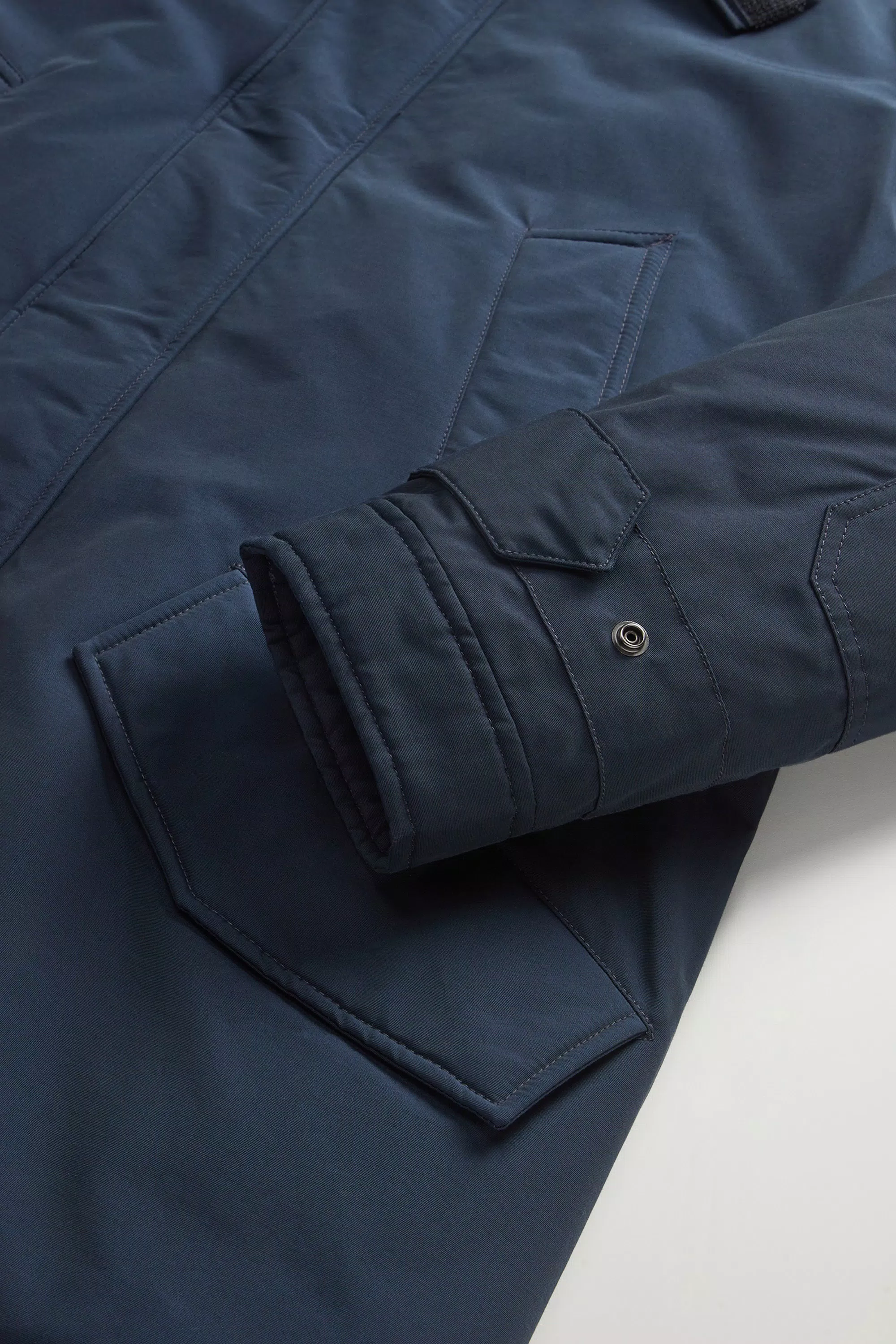 Polar-Parka aus Ramar-Stoff mit hohem Kragen - Melton Blau
