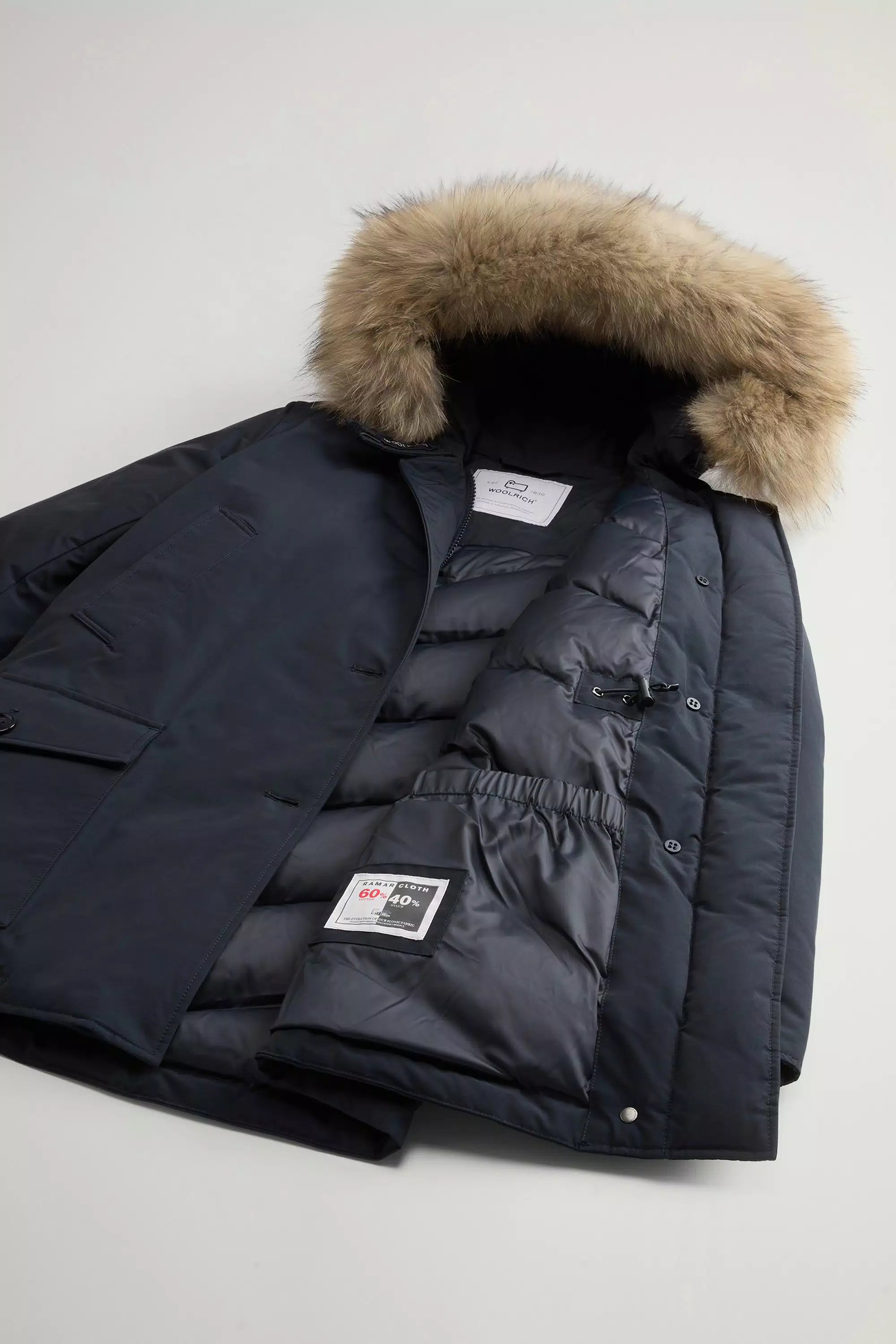 Arktische Parka aus Ramar-Stoff mit vier Taschen und abnehmbarem Pelz - Dunkelblau