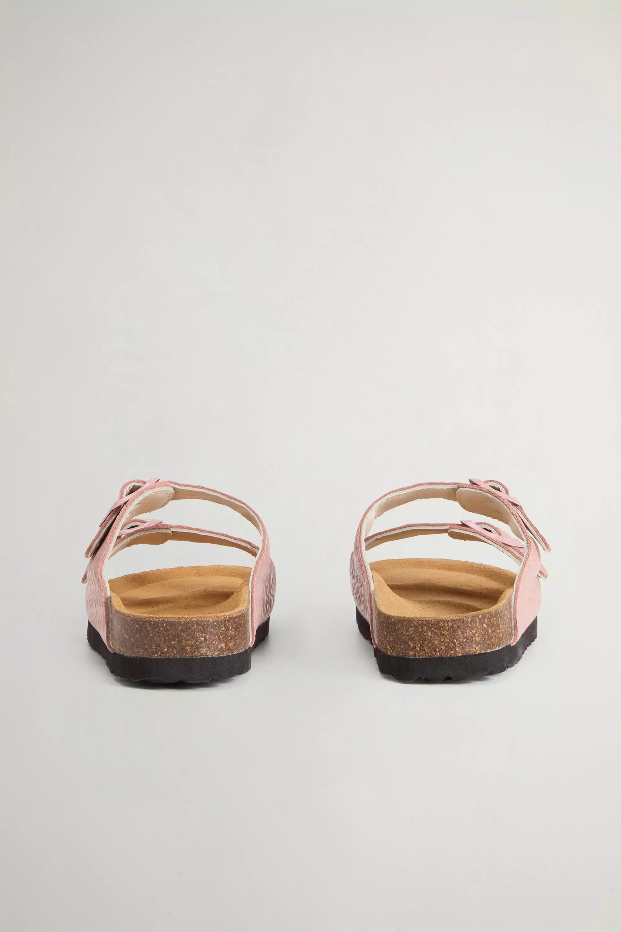 Sandalen aus bedrucktem Leder mit Schnallen - Rosa