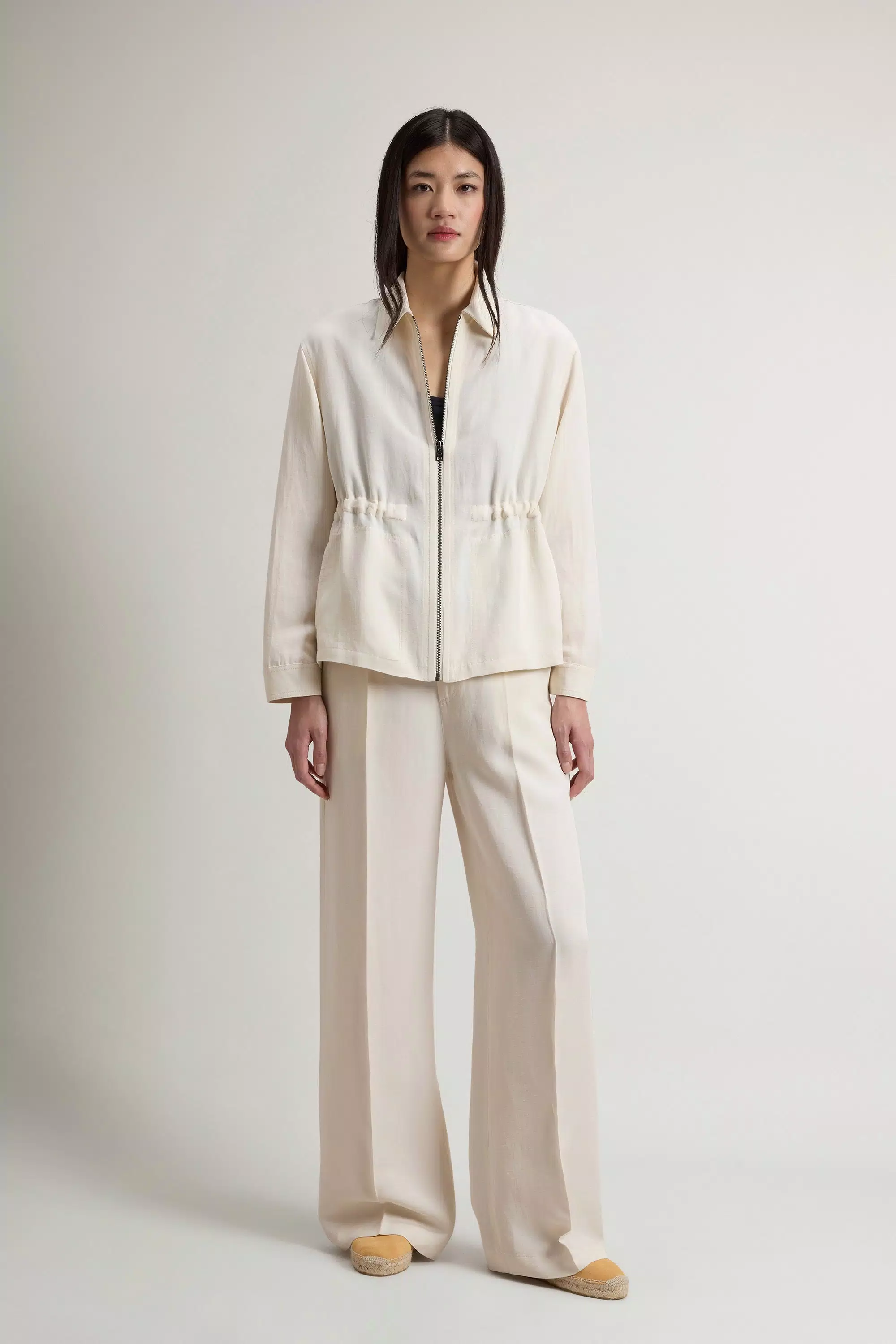 Overshirt aus Leinenmischung - Milchcreme