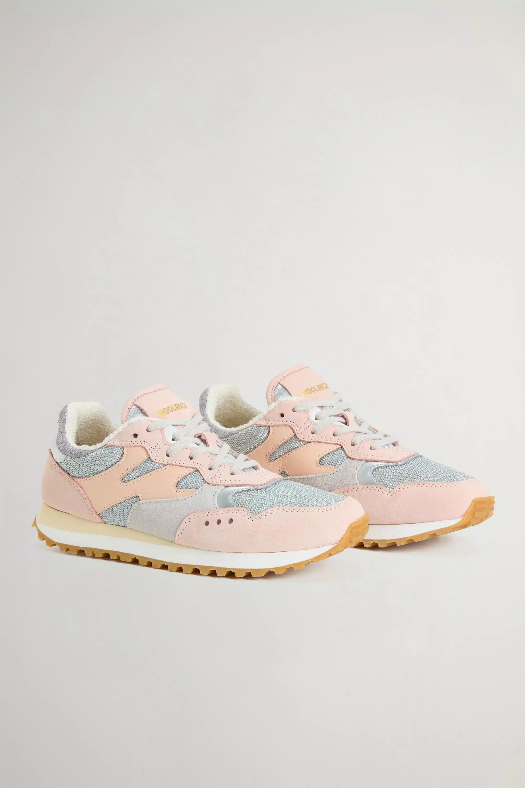 Gravel-Sneaker aus Nylon mit Leder- und Wildleder-Einsätzen - Rosa Grau