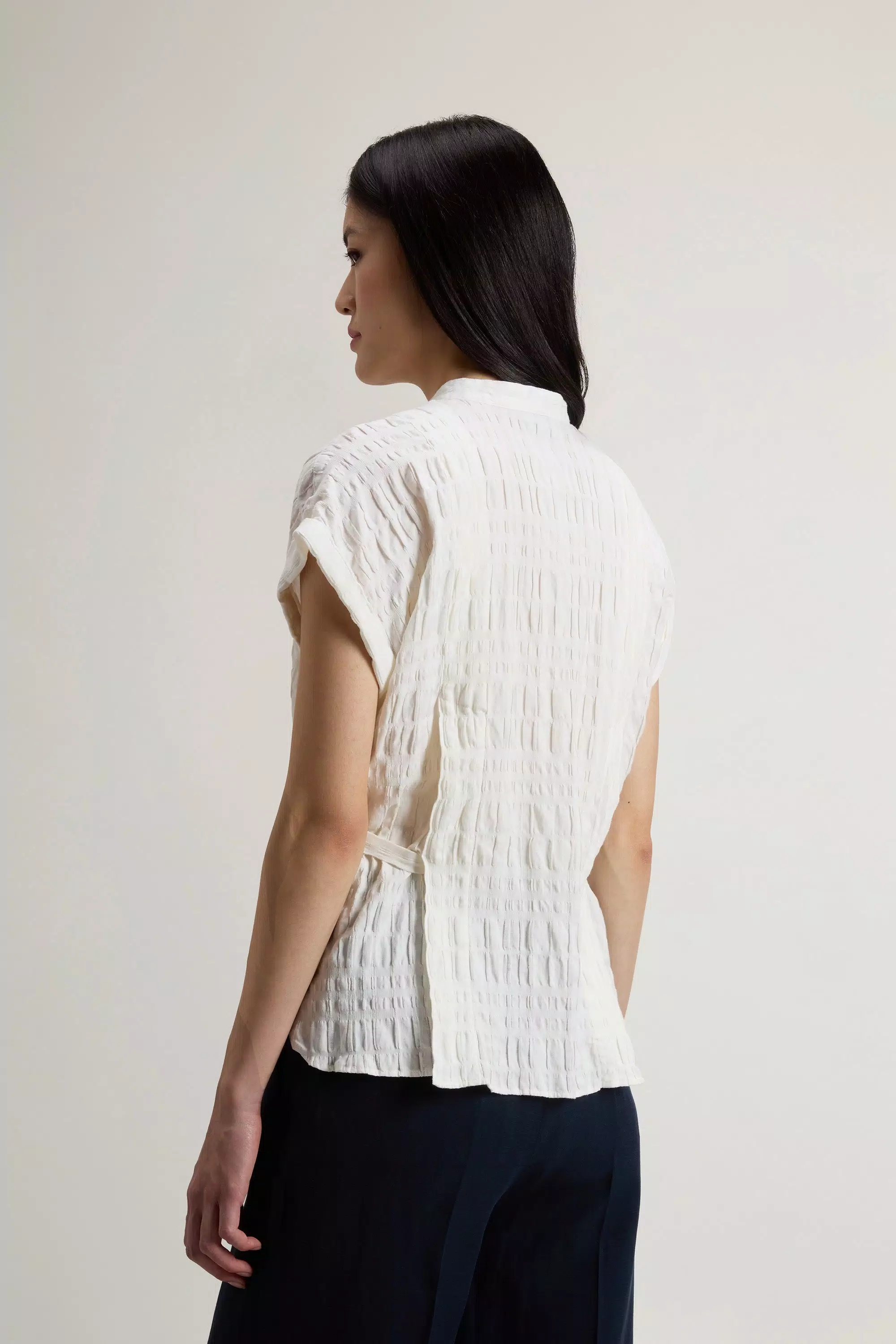 Bluse aus Baumwoll-Leinen-Mix - Arctic White