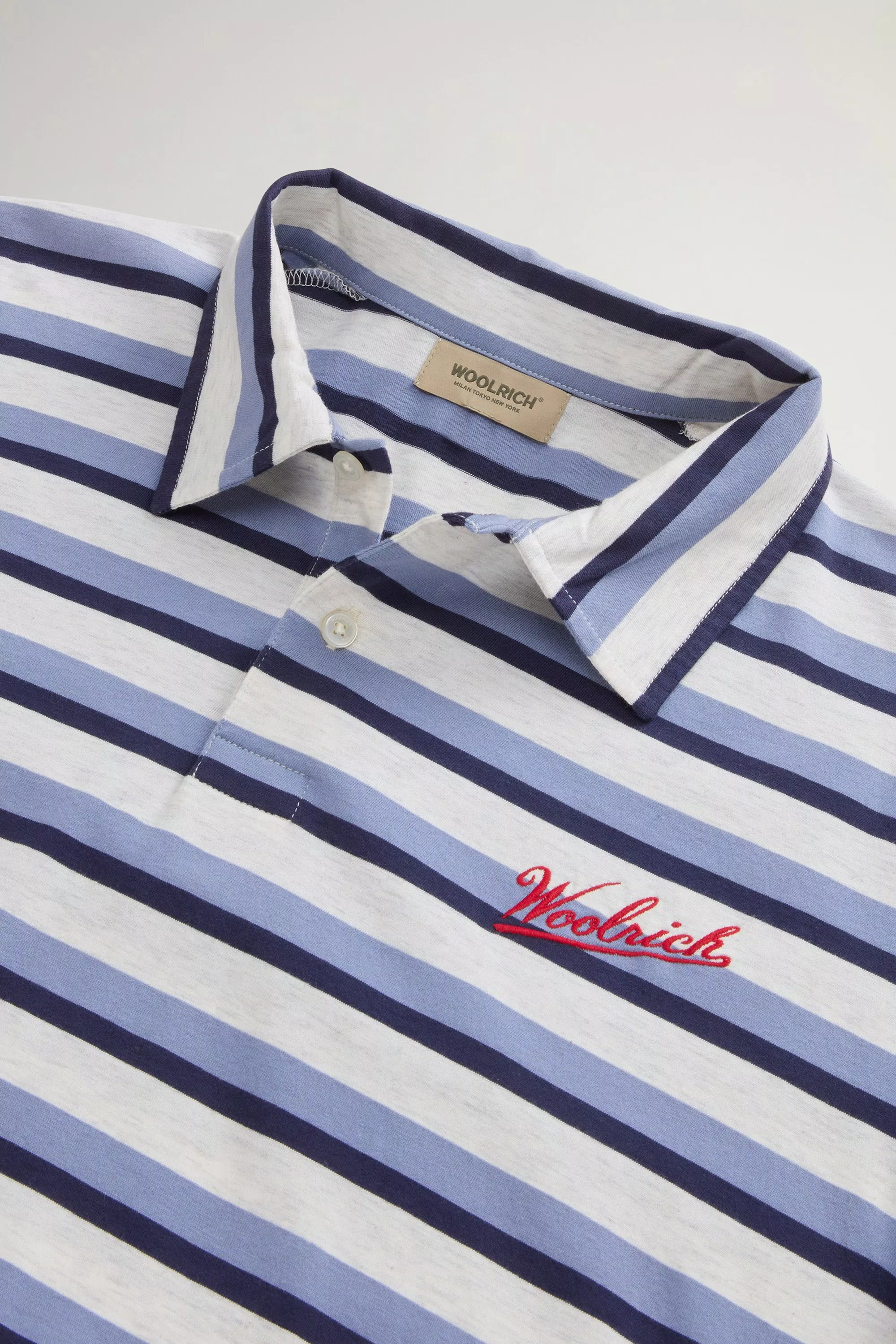 Polo-Shirt aus Melange-Baumwoll-Piqué - Blauer Streifen