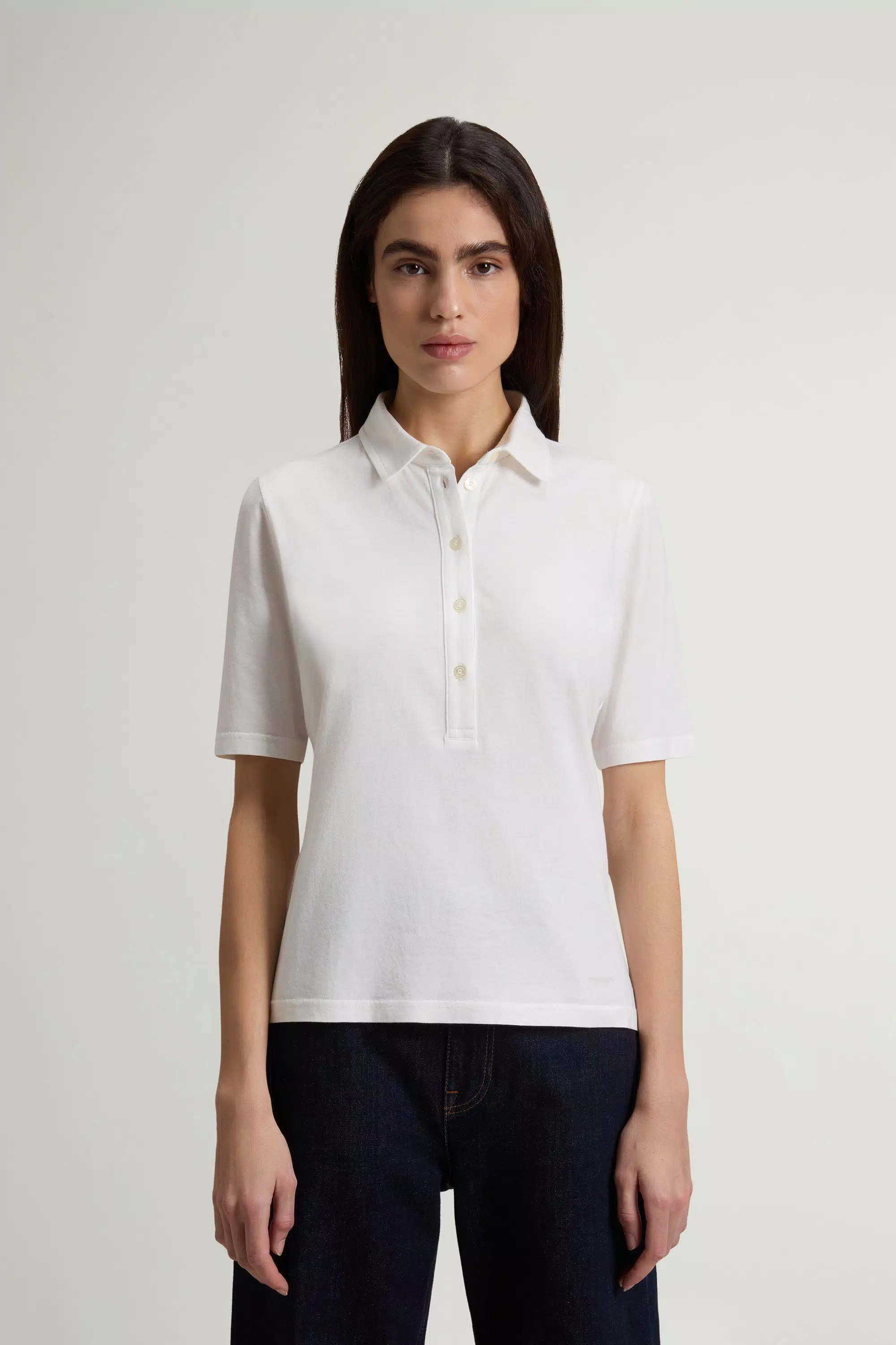 Luxe Polo-Shirt aus Baumwolle- und Modal-Mix - Arctic White