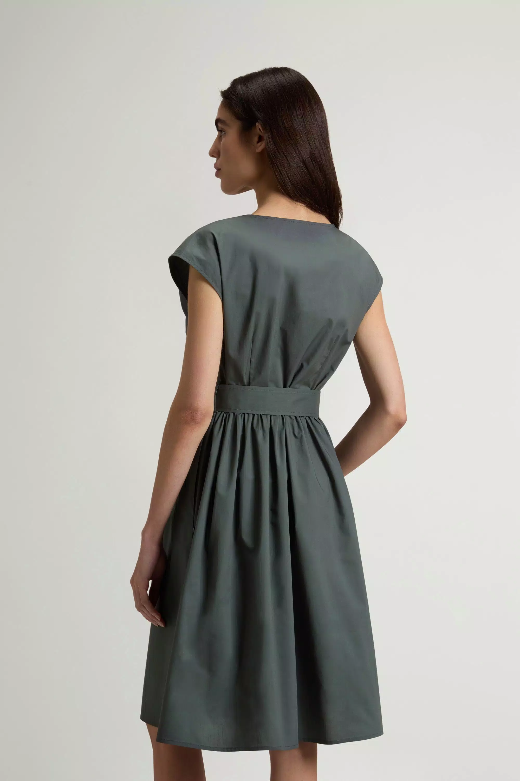 Reiner Baumwoll-Popeline-Kleid mit Gürtel - Waldschleier