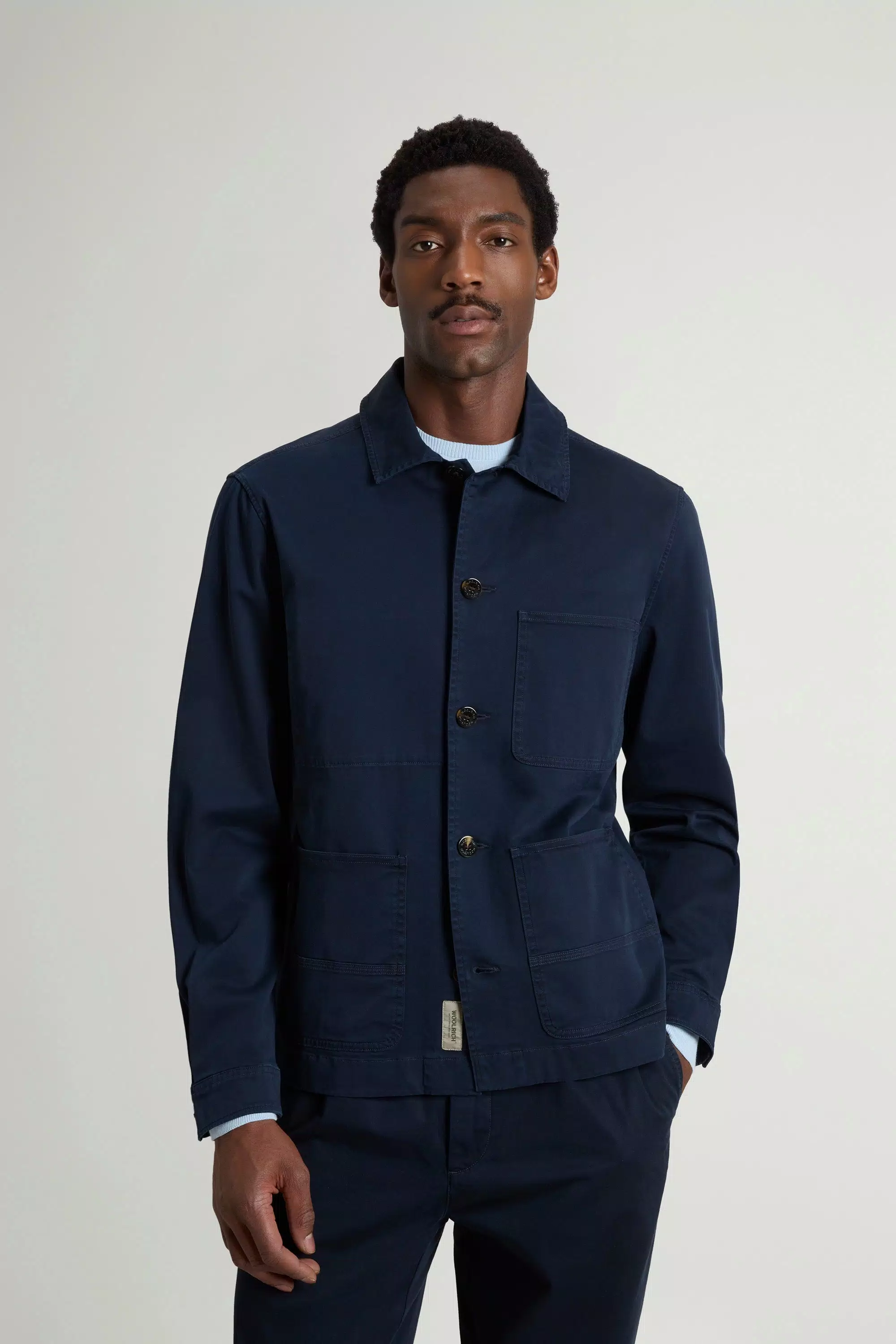 Gewebefärberter Arbeitsüberhemd aus Baumwoll-Twill - Melton Blau