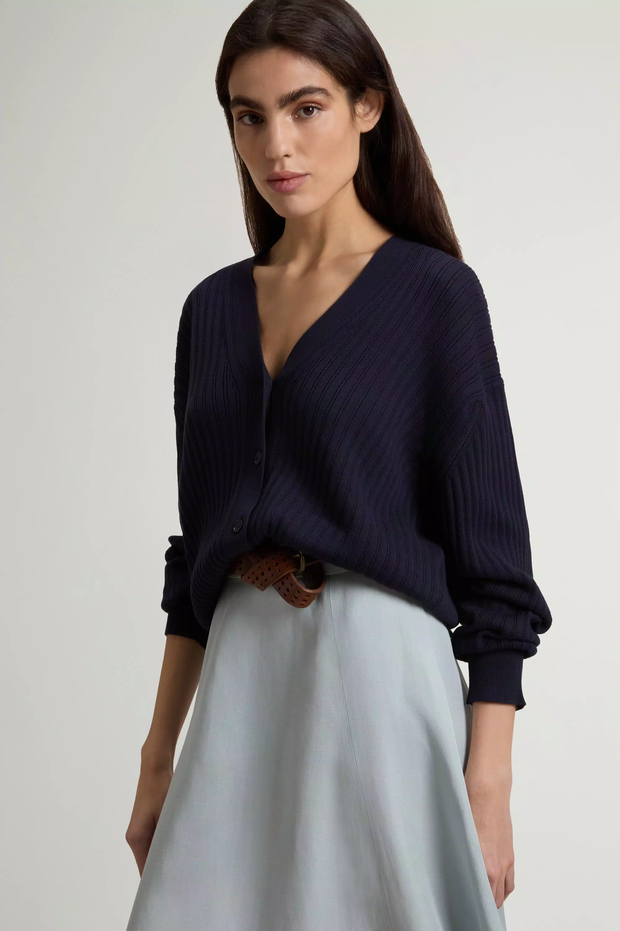 Cardigan aus reiner Baumwolle - Melton Blau
