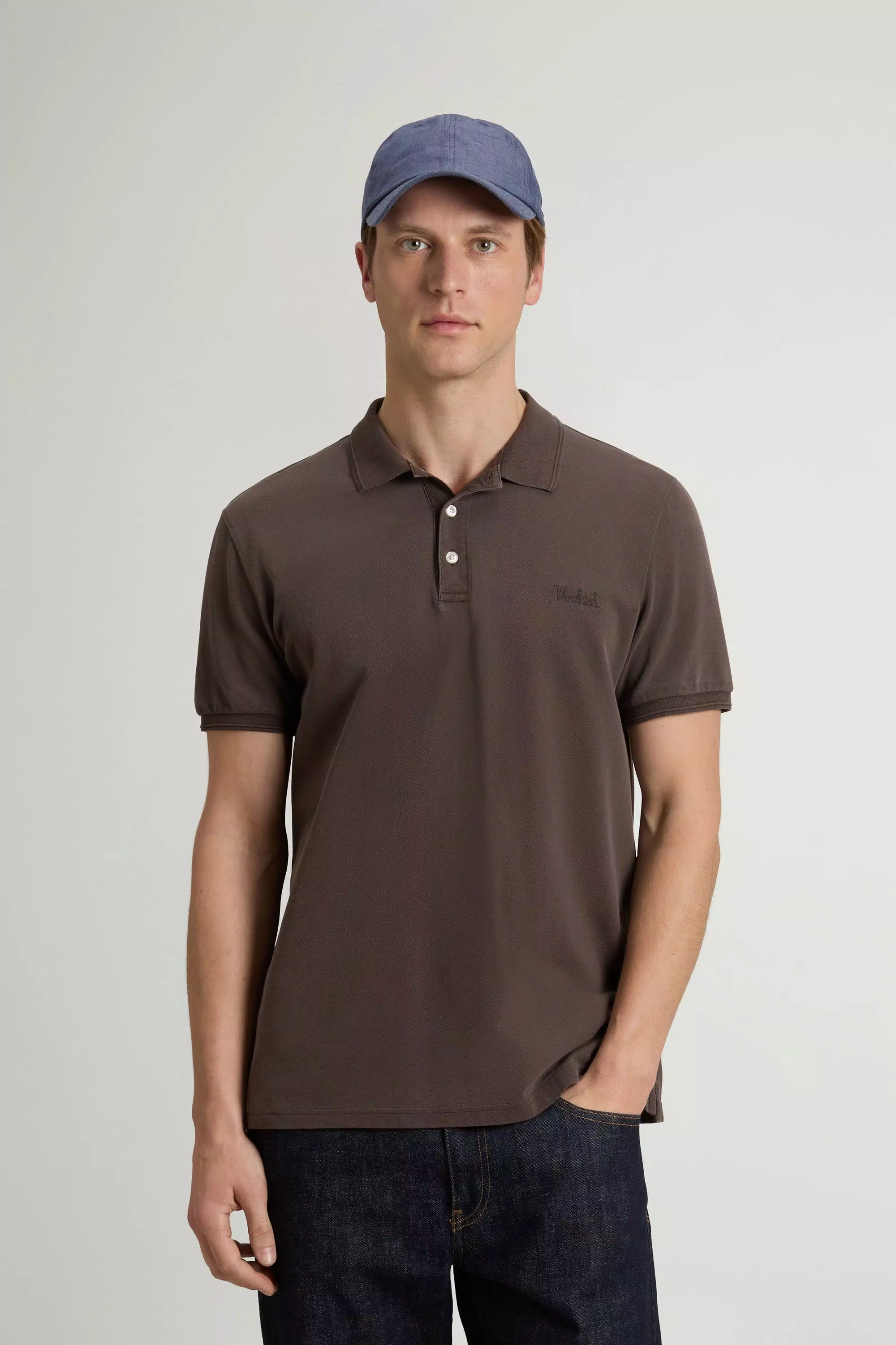 Gedüngtes Mackinack-Polo-Shirt aus dehnbarem Baumwoll-Piqué - Faded Slate Black