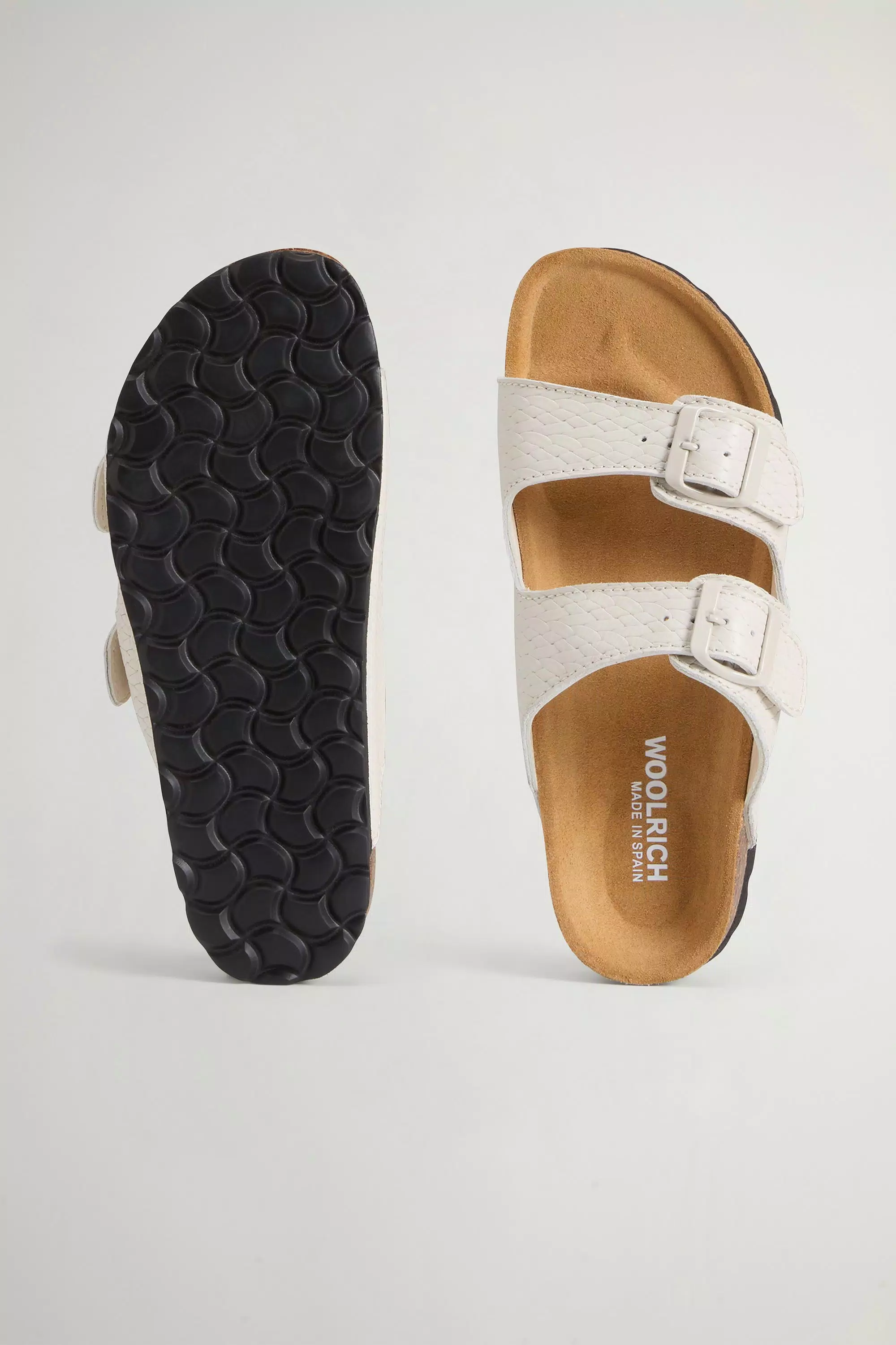 Sandalen aus bedrucktem Leder mit Schnallen - Beige