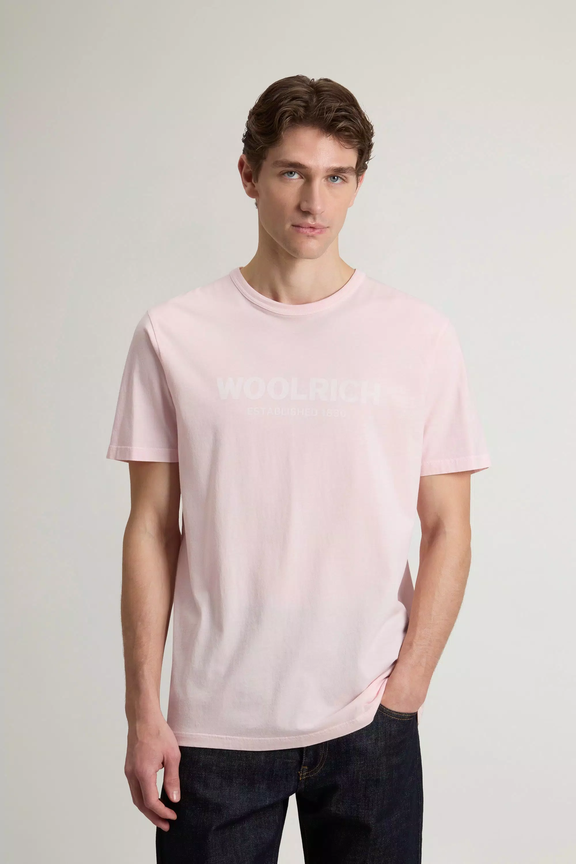Gewebefärbtes T-Shirt aus reiner Baumwolle - Verblichenes Helllila